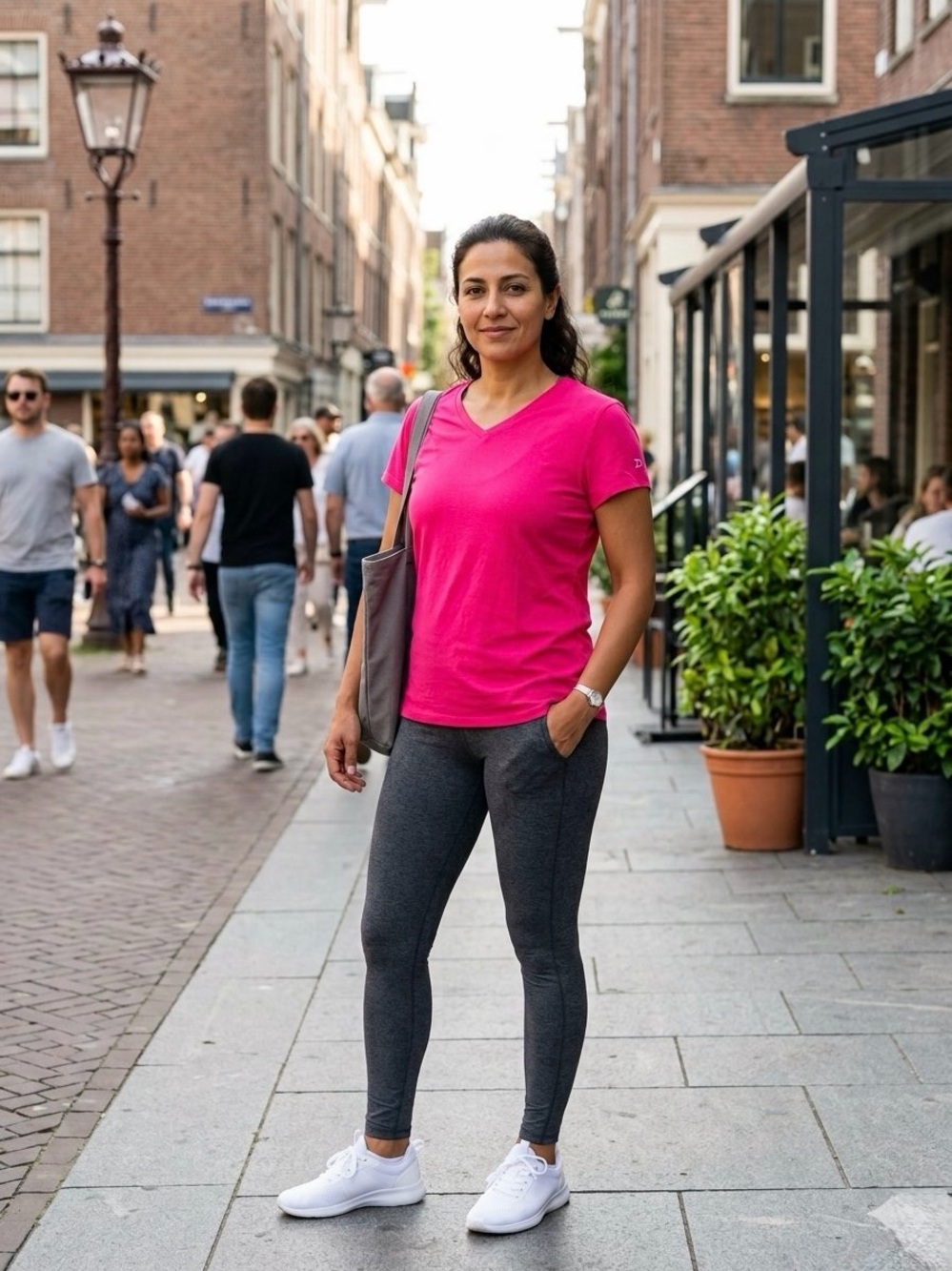 Danskin Now Women's V-Neck Sweater - Bright Pink